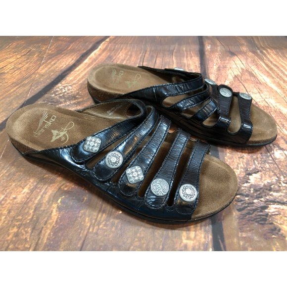 Dansko Janie Black 5-Strap Slip-on Slide Sandals Womens 38 / 7.5-8 (7a53 - Picture 3 of 10